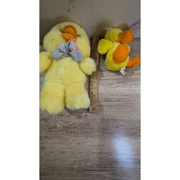 Vintage Cuddle wit duck 11" with 6" small duck set of 2 yellow orange - Picture 8 of 11